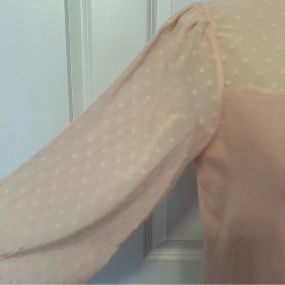 Adrianna Papell Blush Pink Swiss Dot Sheer Sweater NWOT - Picture 3 of 5